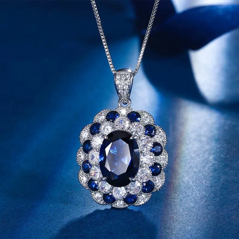 设计师高定-高精切蓝宝石吊坠YB-1049