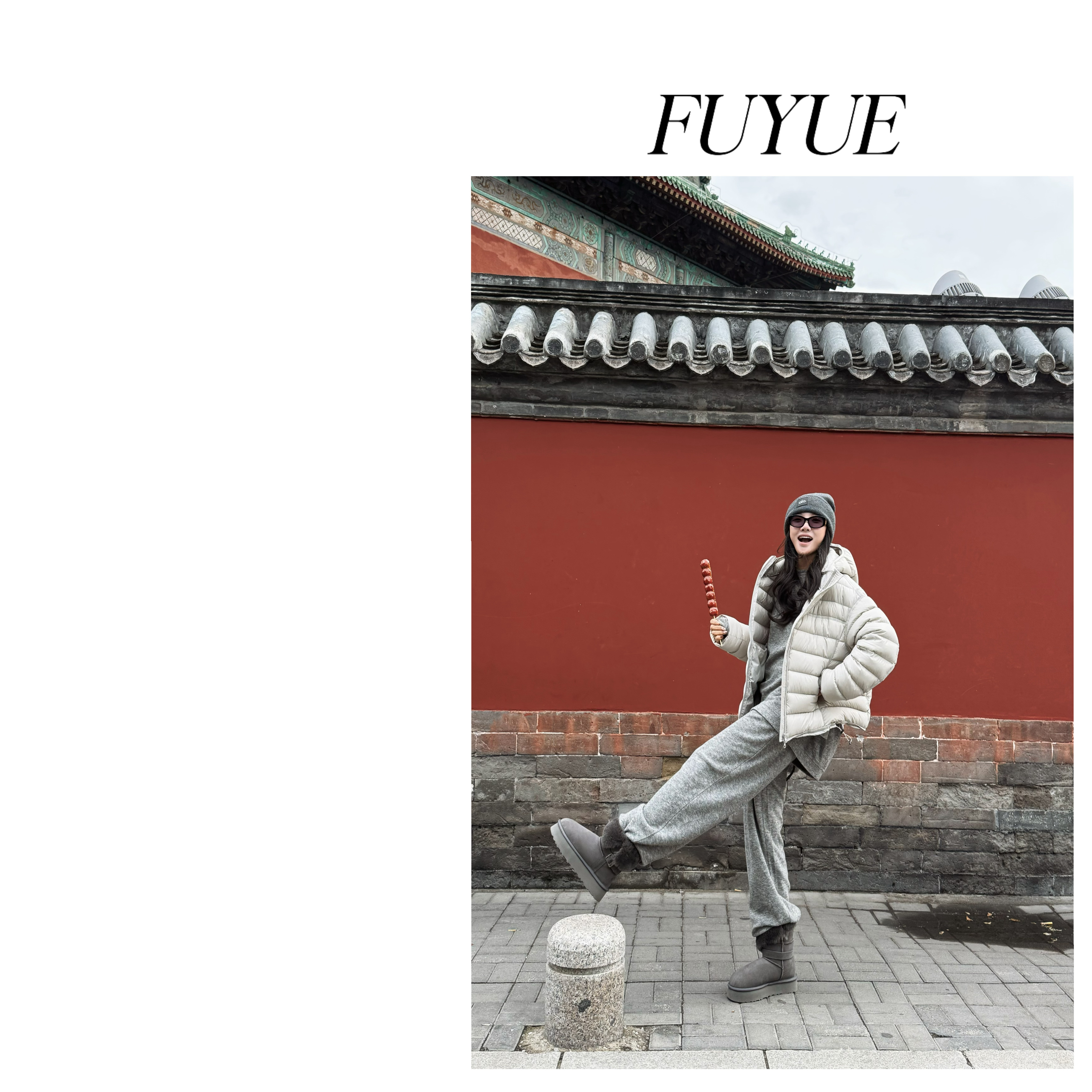 FUYUE赴约 品质灰色厚底低邦皮毛一体雪地靴加厚时尚休闲百搭