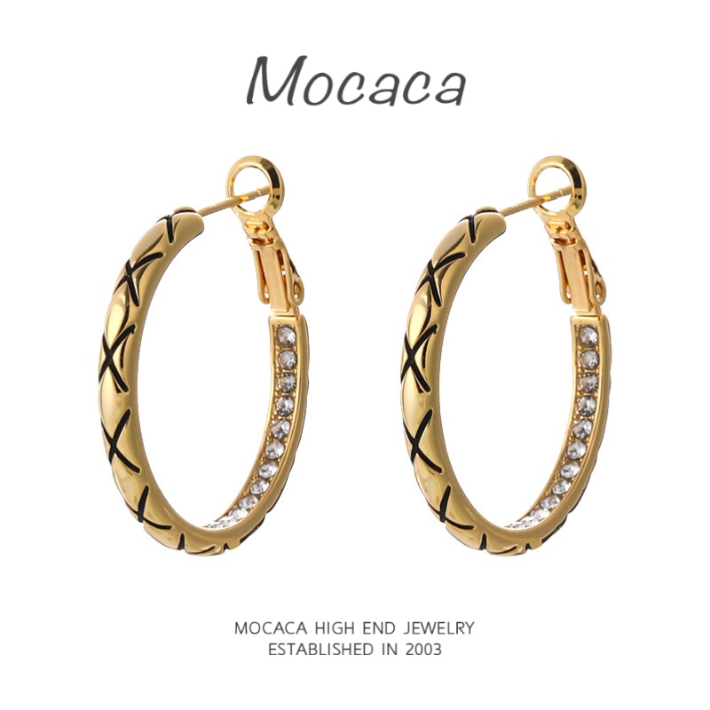 合金耳饰 MOCACA 菱格纹改款大气耳环 MAC71