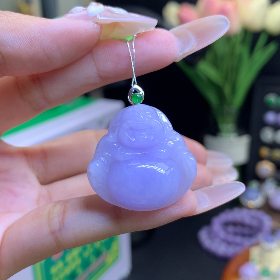 翡翠18K金镶嵌颈饰天然