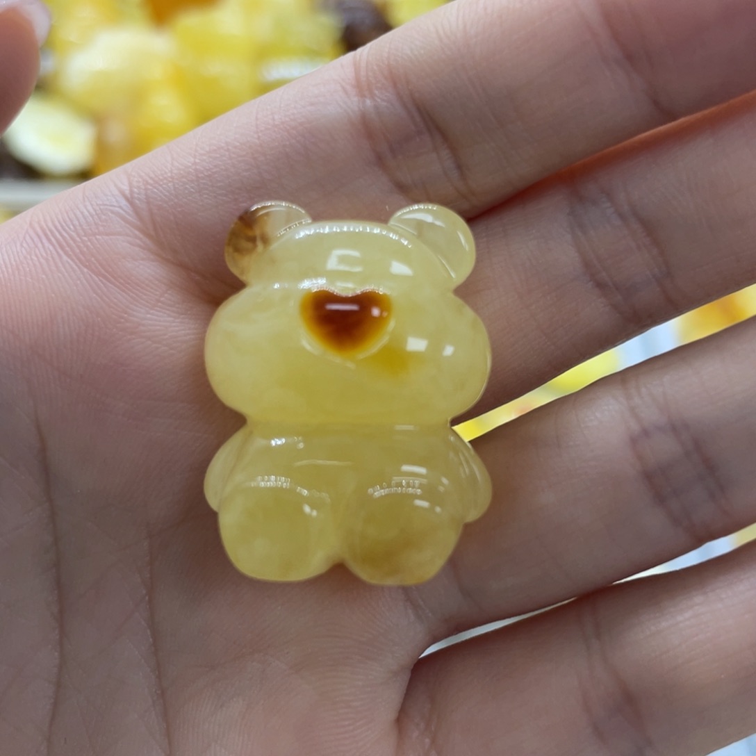 未镶嵌琥珀裸石蜜蜡小熊6.3克