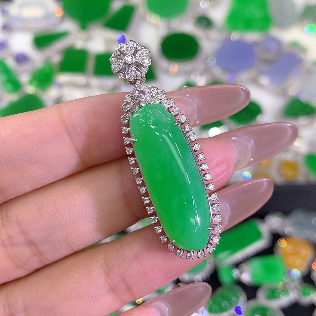 翡翠颈饰18K金镶嵌11111111