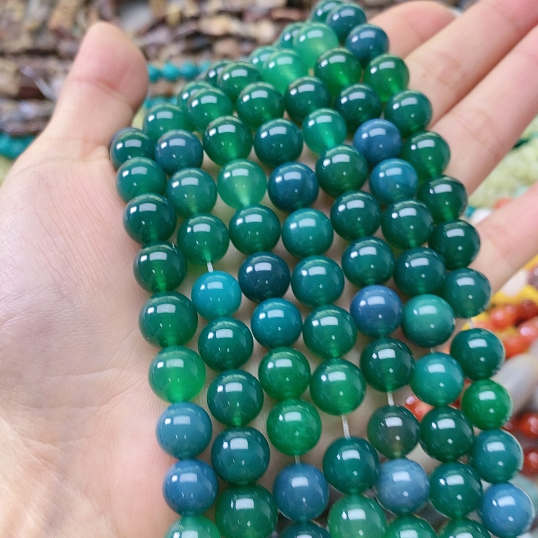 玛瑙/玉髓合金珠宝半成品卡十绿玛瑙一条