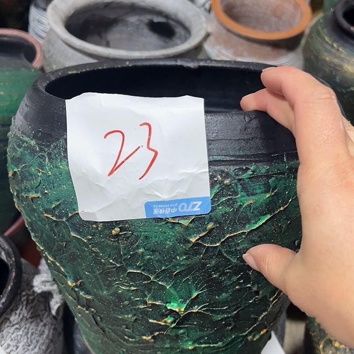 绿金平口高20口20带孔