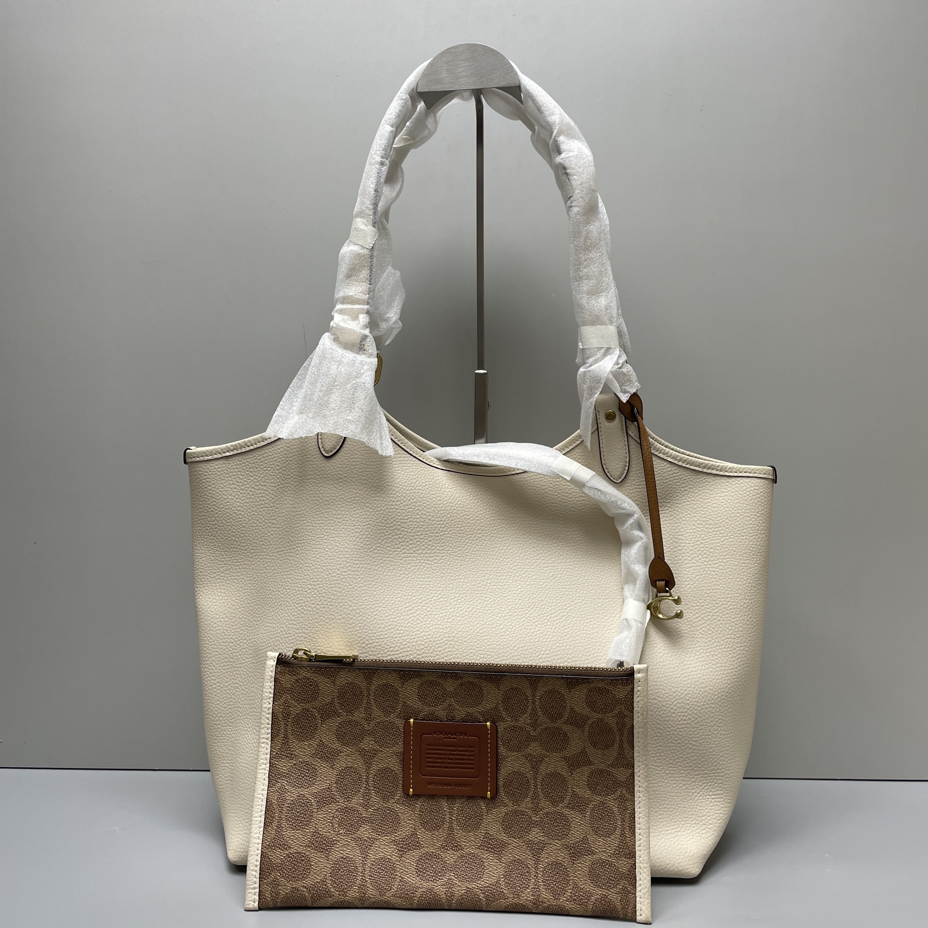 95新 COACH/蔻驰 day32白色子母托特包32*28*13cmMB090902