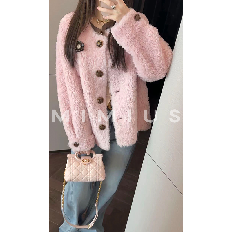 【mimius】肉肉 全羊毛名媛千金花朵胸针外套/只能干洗 G10001