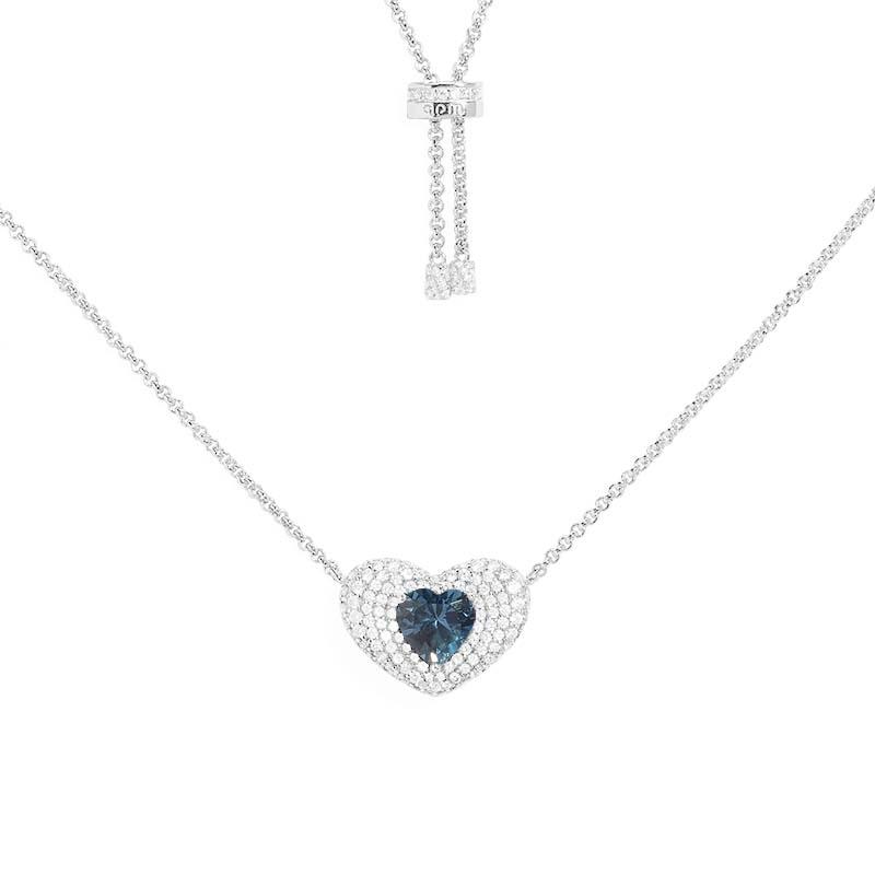 APM Monaco 链子925银合成锆石 爱心可调节项链