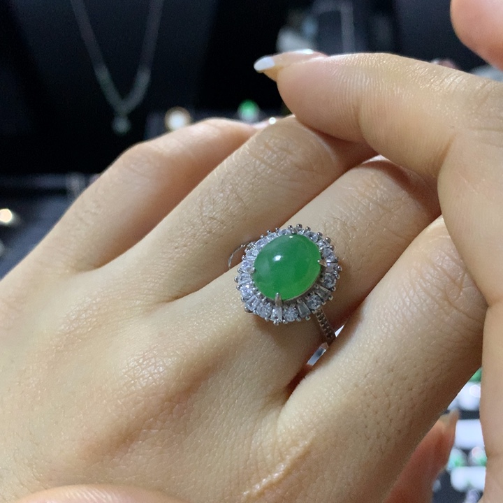 翡翠银S925镶嵌戒指