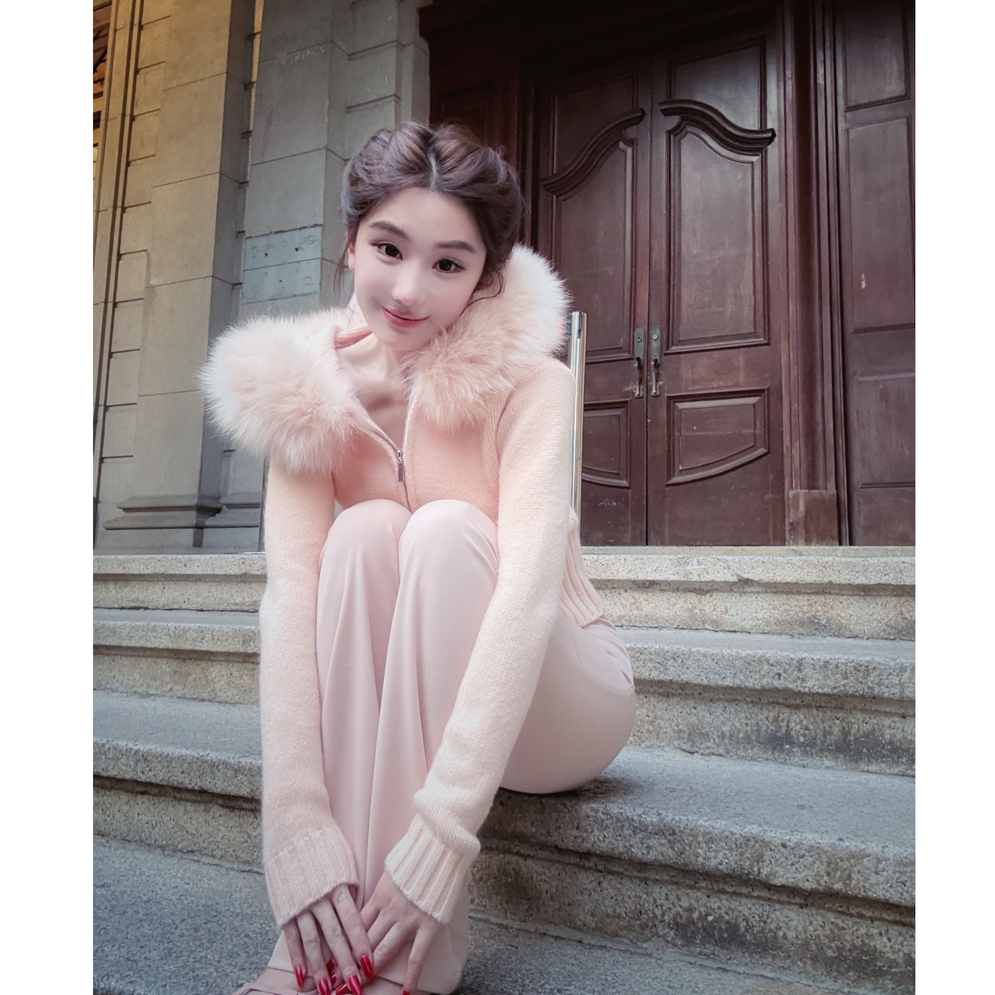 WW定制「樱花雨下2.0」气质网红时尚休闲百搭秋冬小众设计感外套