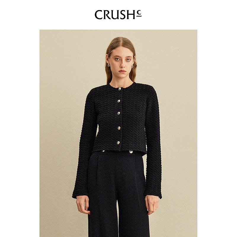 Crush Collection2025年早秋新款浮雕蝴蝶长袖夹克短外套针织开衫