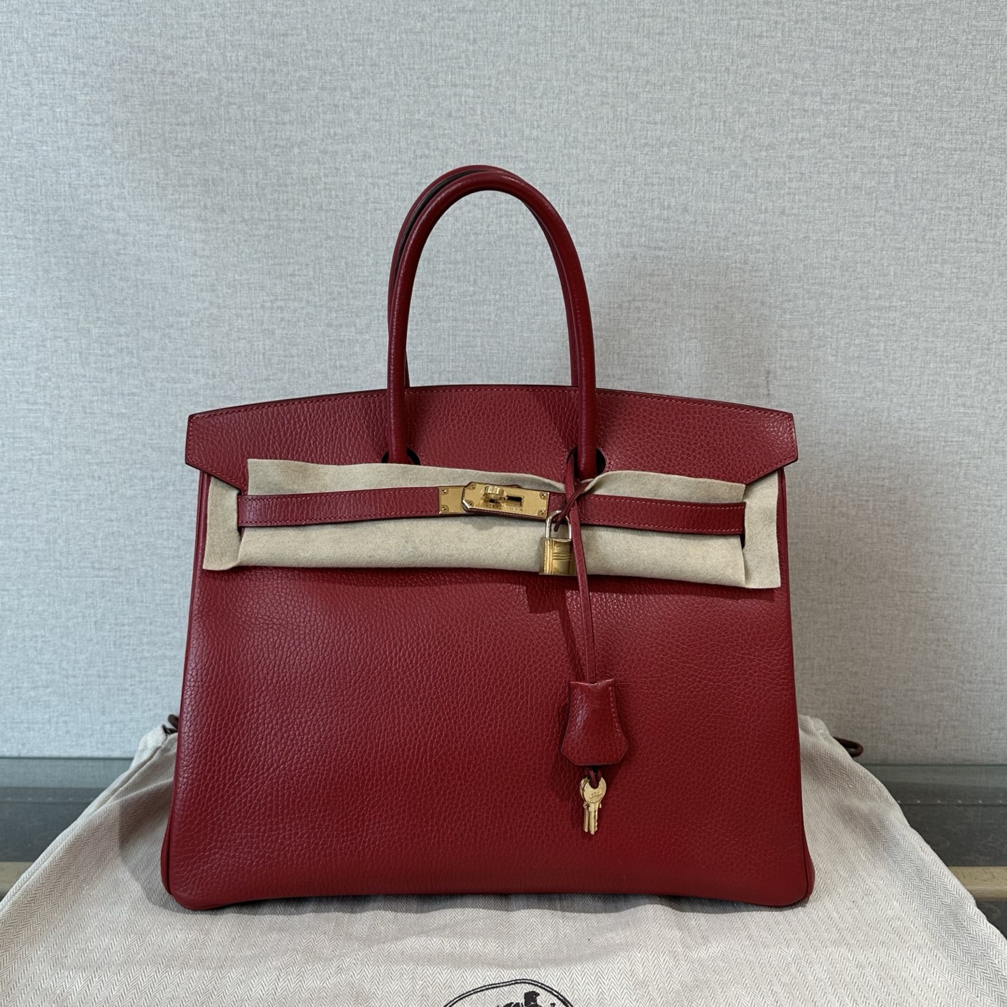 95新 Hermes/爱马仕 birkin35金扣阿登皮手提包 27308