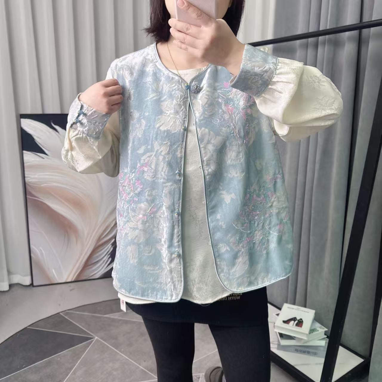 【妃儿红】26春季新款女士新中式盘扣马甲内衬两件套装-5211