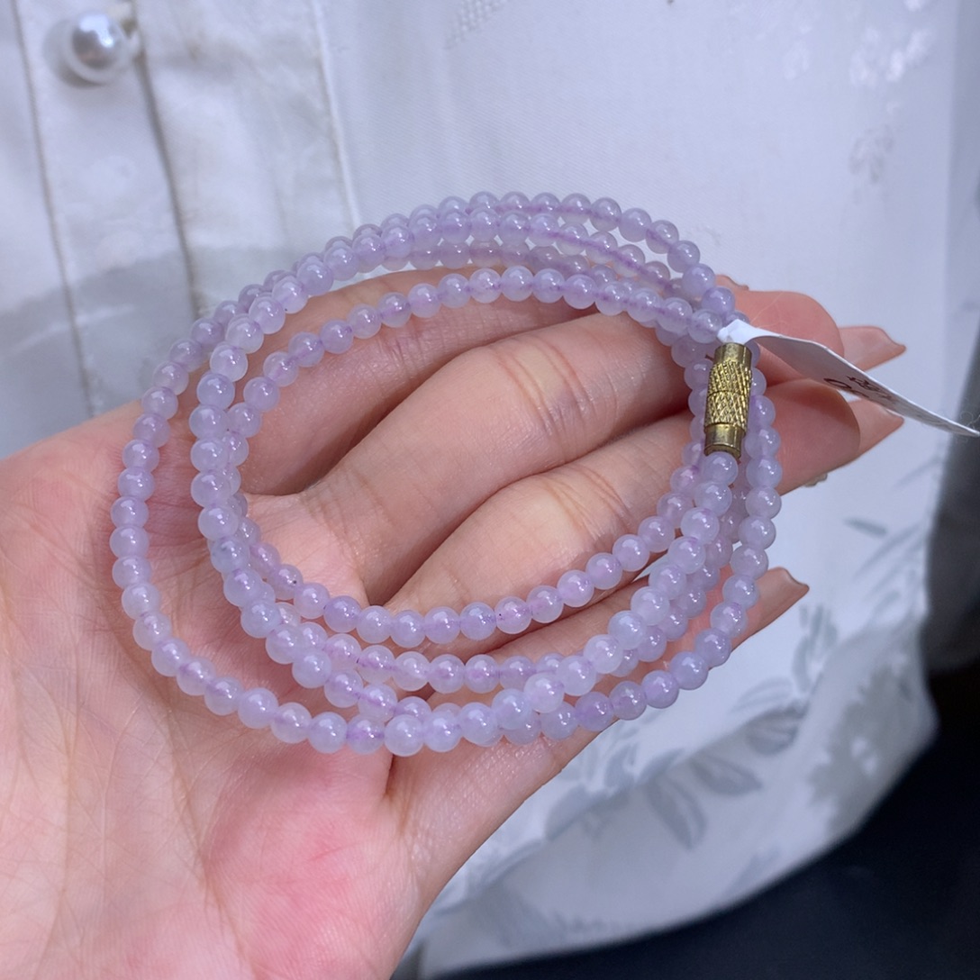 翡翠手链未镶嵌卡3.5淡淡淡淡紫项链