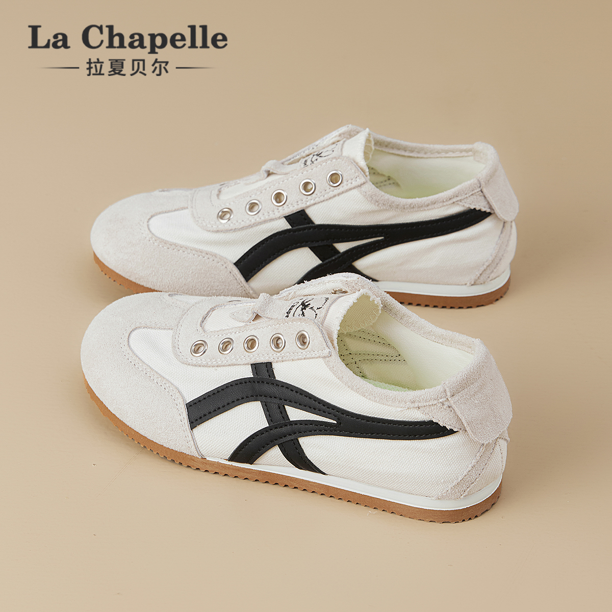 拉夏贝尔软底德训鞋女2025新款冬季百搭透气运动休闲鞋阿甘小白鞋