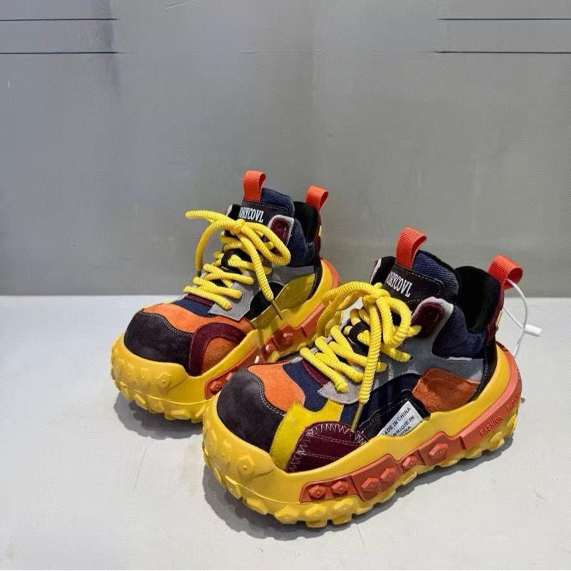 【晓】2025秋冬加绒高帮老爹鞋拼色原创小众设计款女鞋潮鞋厚底