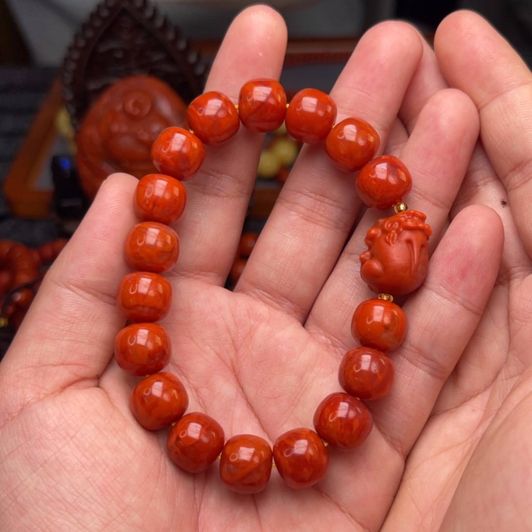 南红玛瑙配饰卡12毫米未镶嵌