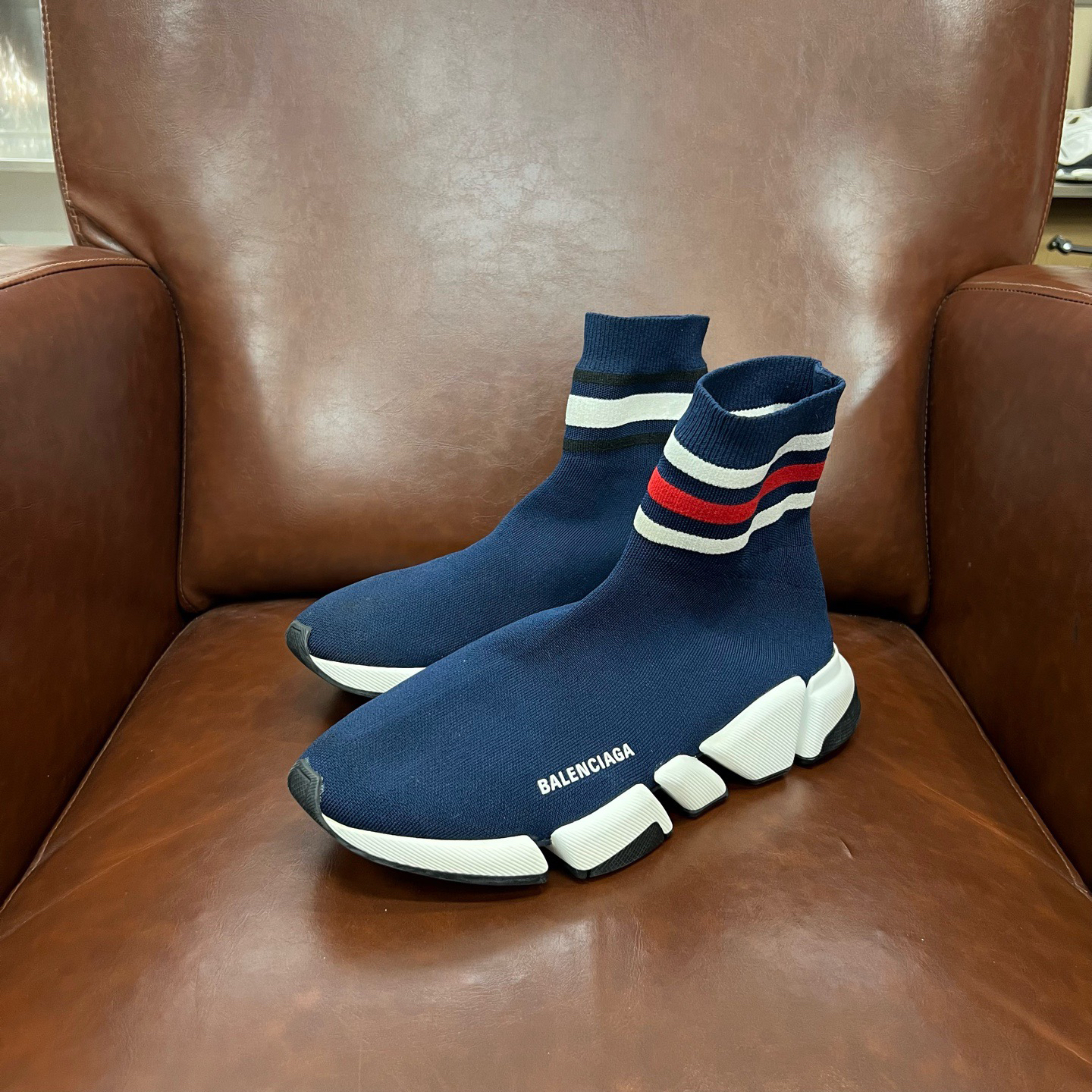 95新 Balenciaga/巴黎世家 蓝色袜子鞋 43码 无盒
