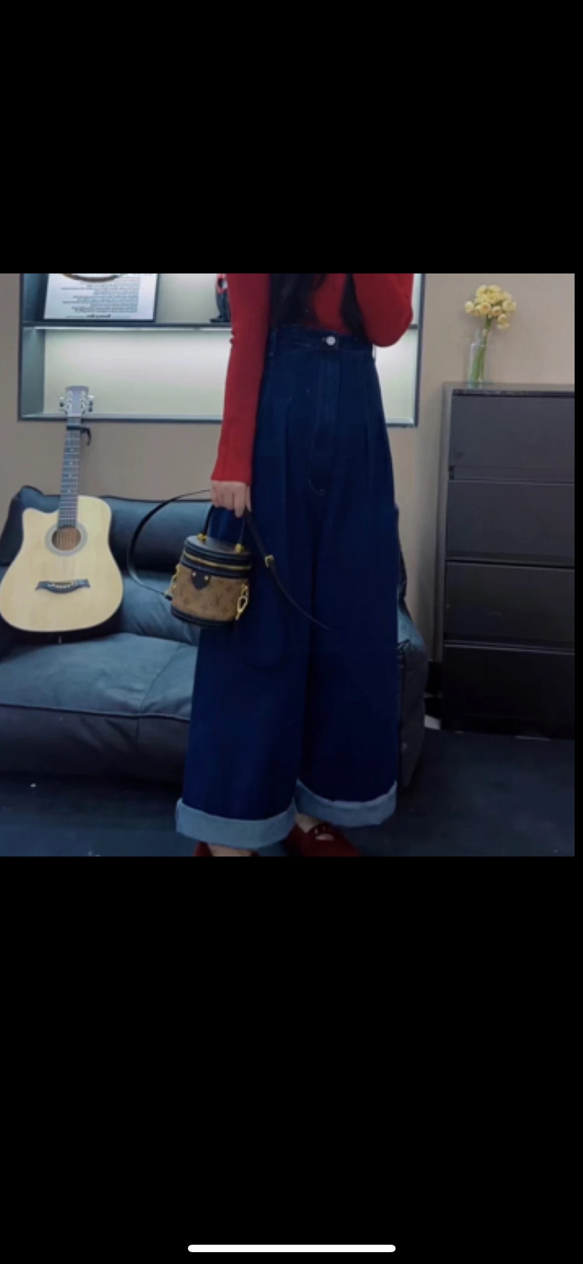 时尚休闲牛仔背带裤蓝色