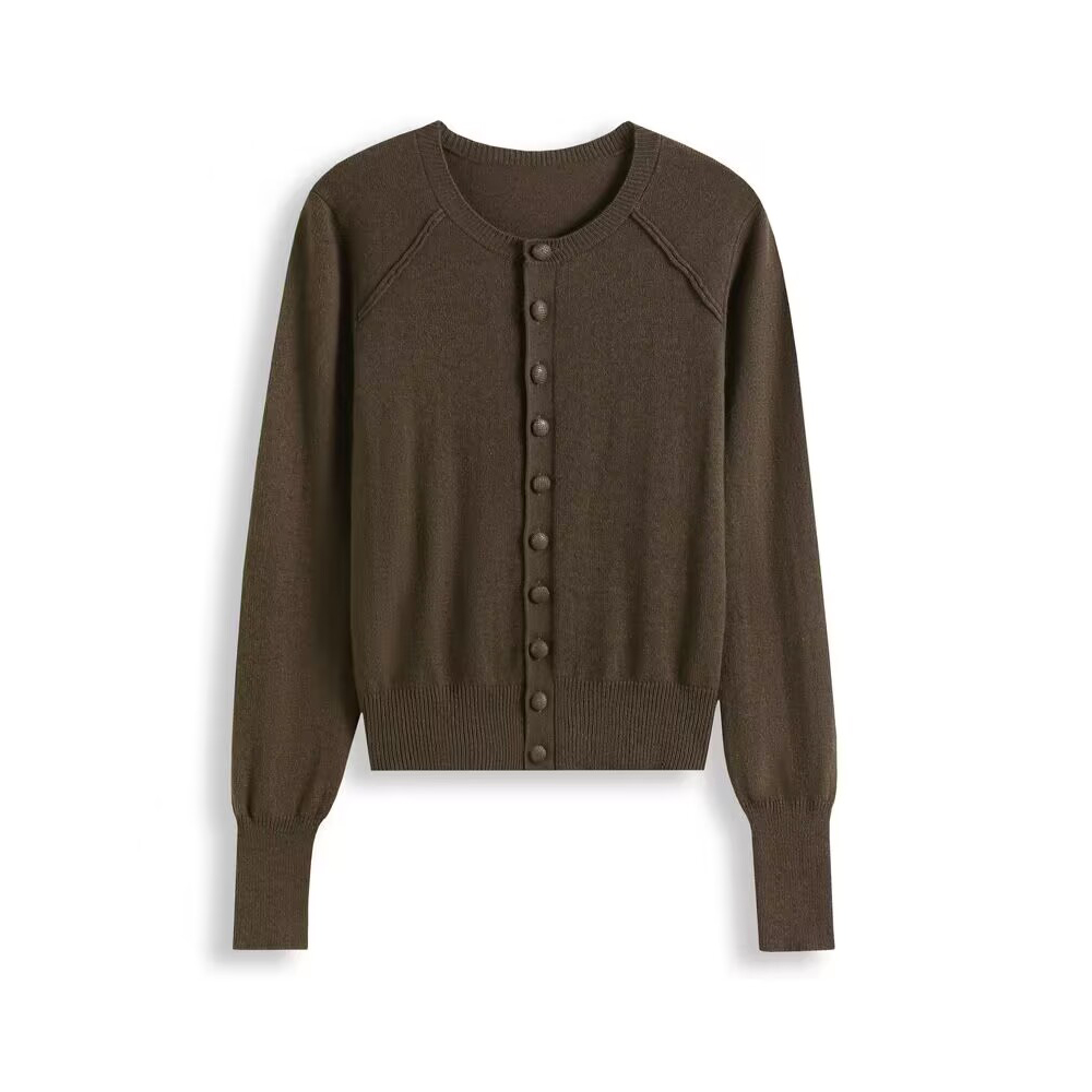 【65615】时尚百搭针织衫长袖2025新款修身版显瘦上衣秋季短款开衫