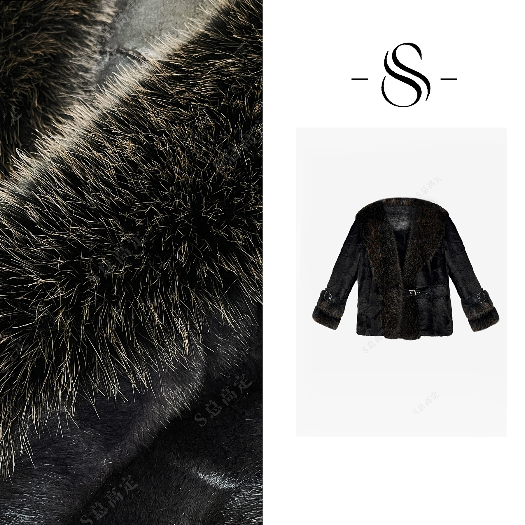 【莎总专属】冬季新款欧式高奢时尚重工拼接设计气质短外套D0310