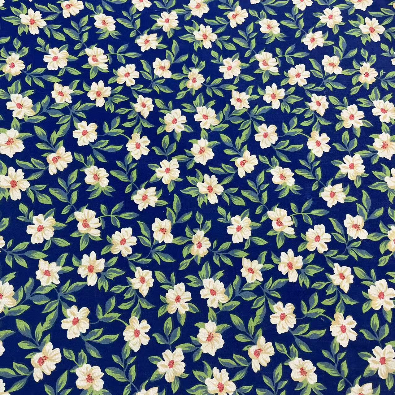 【绒兰】门幅1.6米 高支高密全棉斜纹印花棉布49#绿叶花