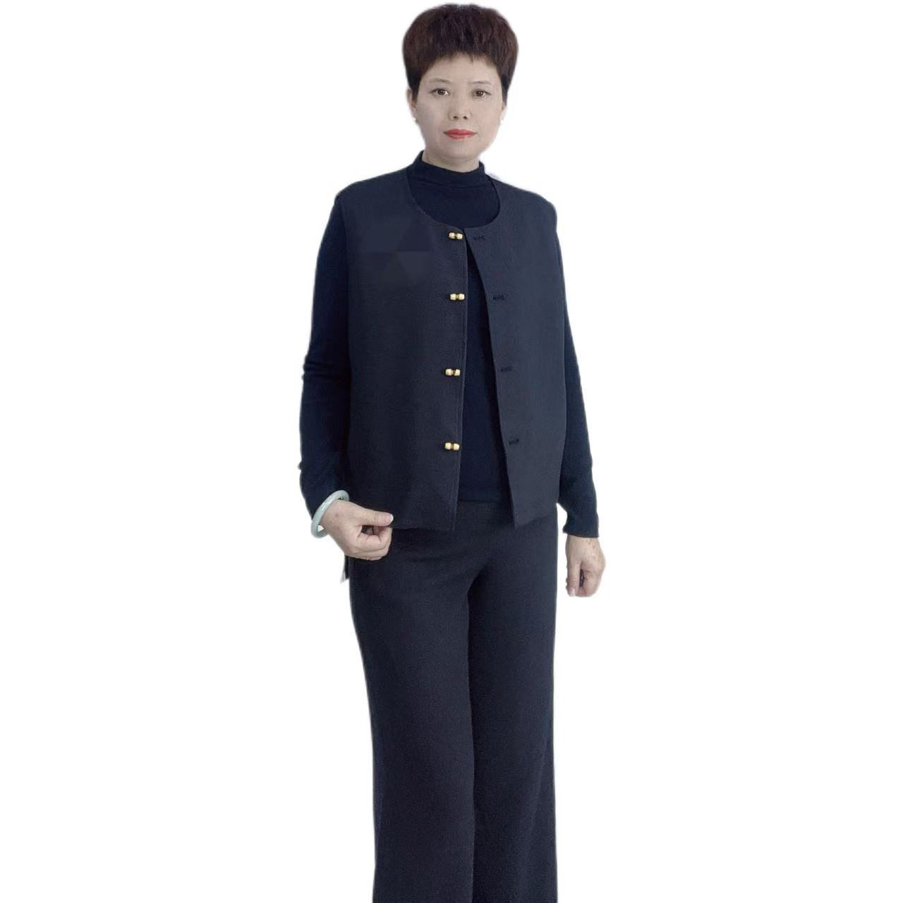 马甲阔腿裤套装秋冬款休闲时尚气质三件套