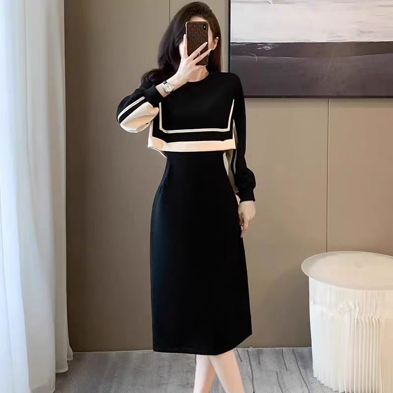 B11 TPF 2025假两件黑白拼色卫衣连衣裙6003款