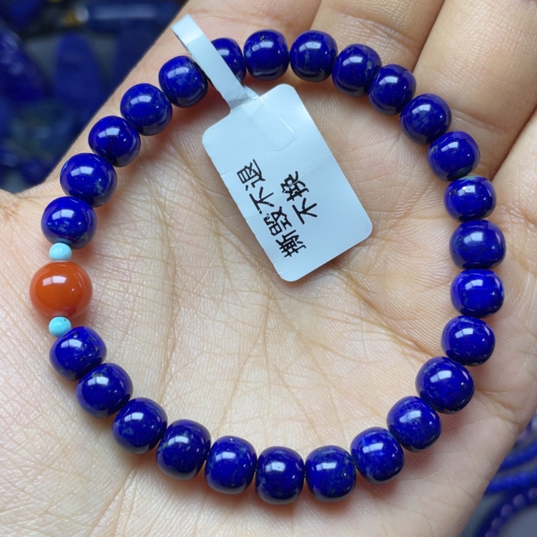 青金石未镶嵌7×6mm老型手串