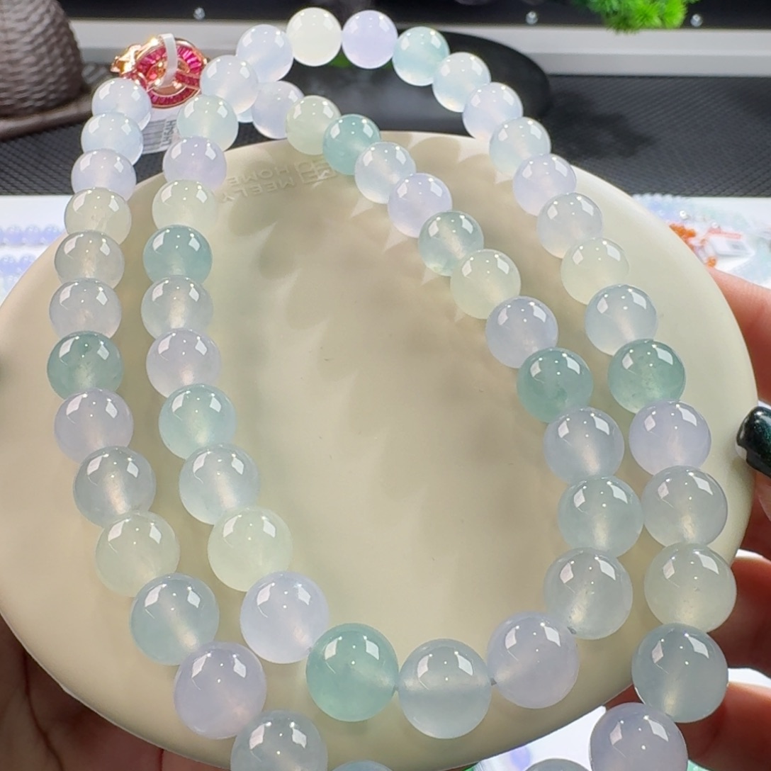 翡翠手链未镶嵌高冰幻彩项链卡10 高货大漏！强推！