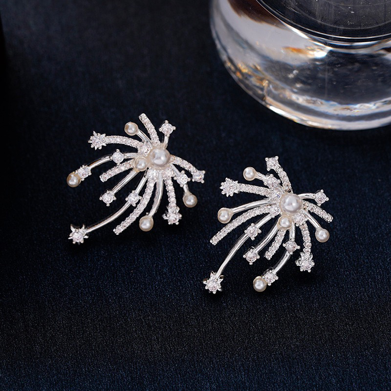 合金锆石耳饰 烟花气质ins耳环新款东大门高级感轻奢耳钉小众