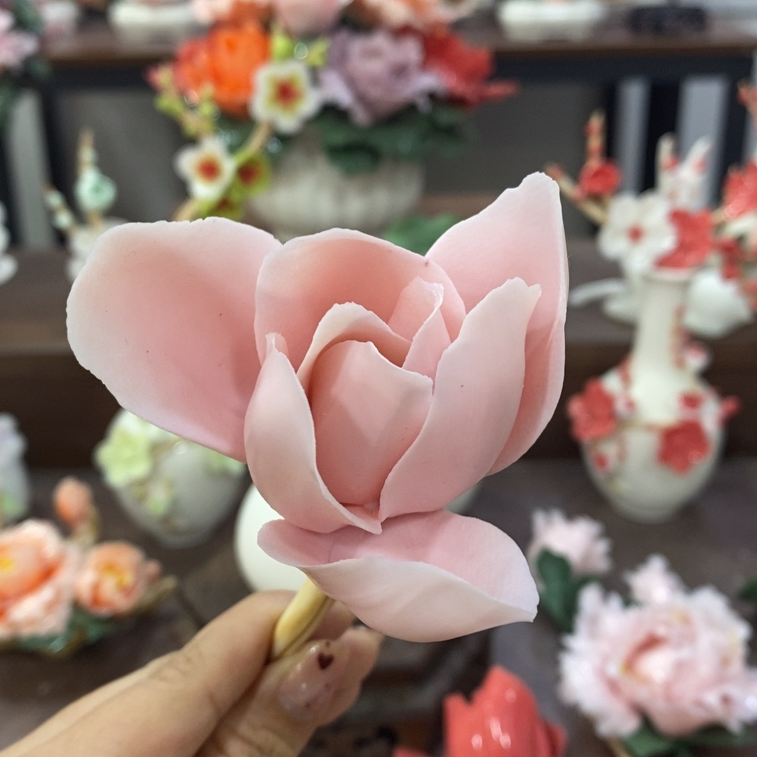 瓷片陶瓷手工花摆件