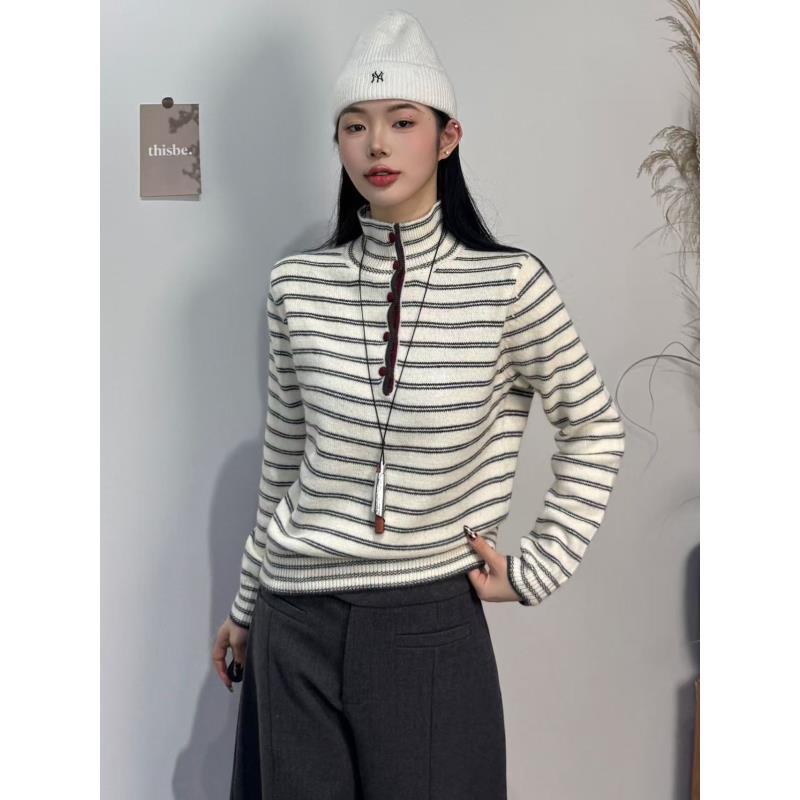 12069006#高领加厚条纹毛衣女2025新款冬季内搭可外穿打底针织衫