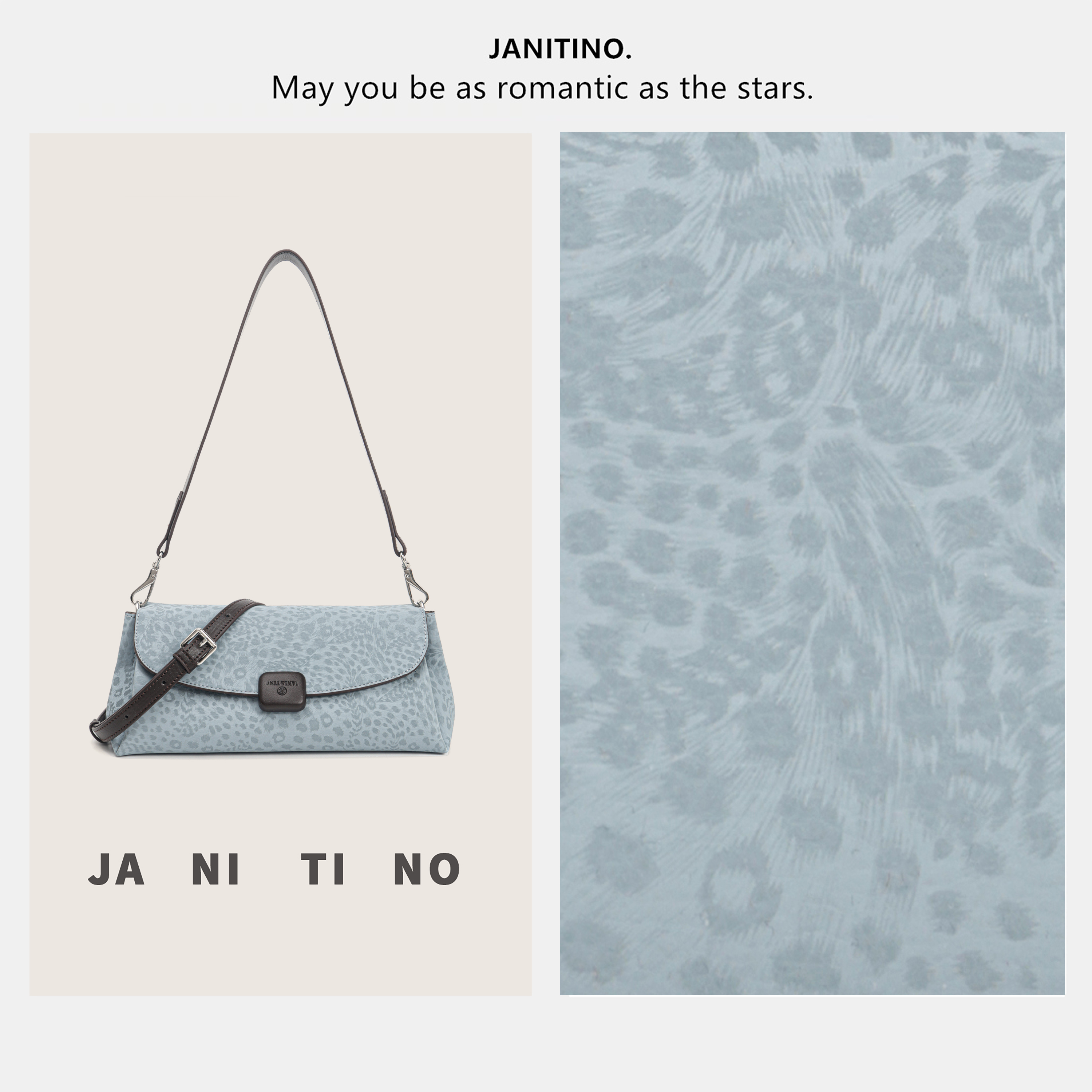 JANITINO/佳妮蒂诺当季新款百搭轻奢手提女士单肩包4131豹纹蓝
