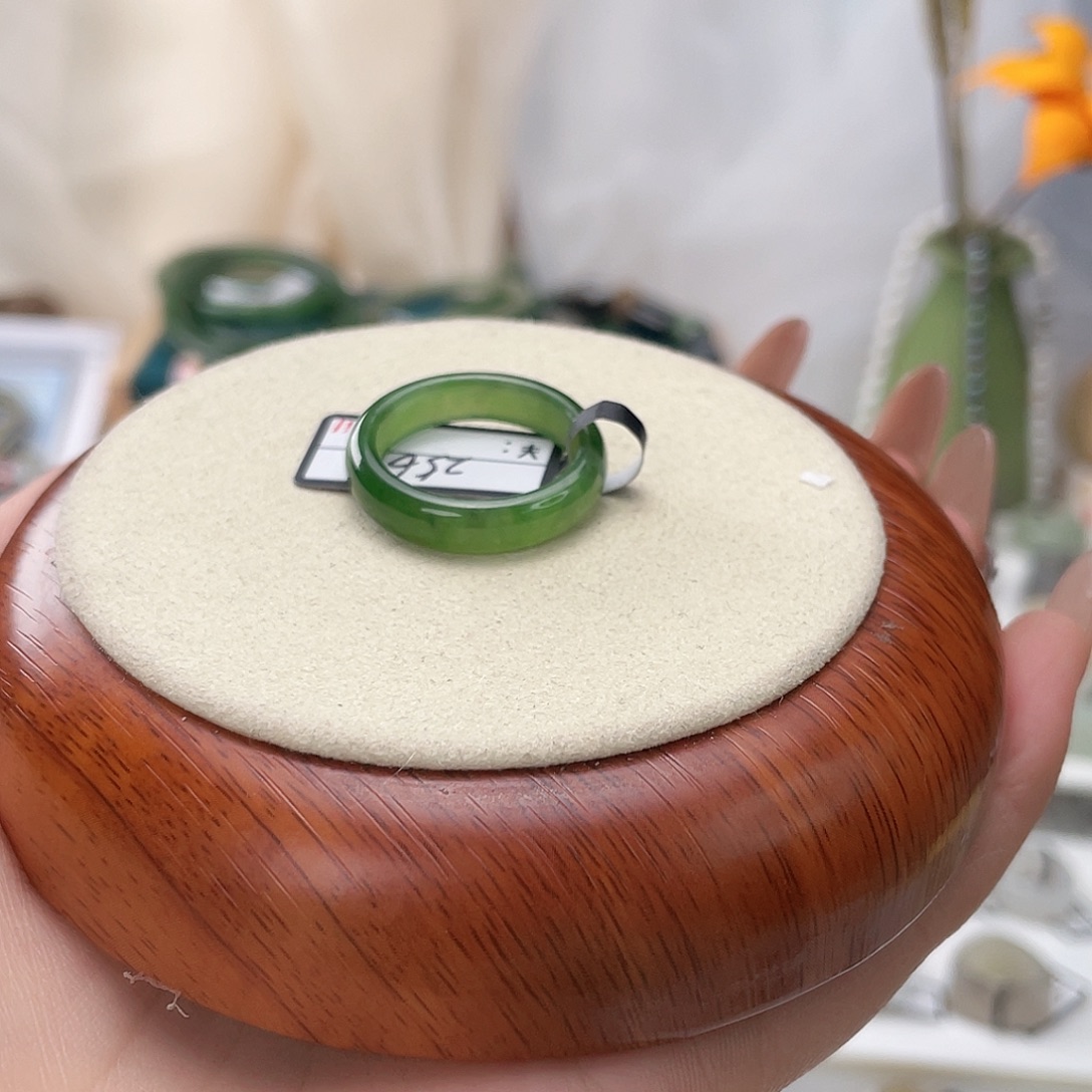 和田玉未镶嵌戒指乌兰海圆条19.0v655