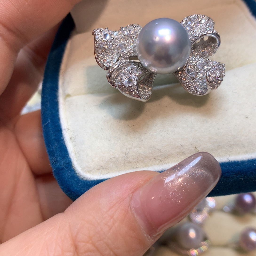 海水珍珠戒指银S925镶嵌