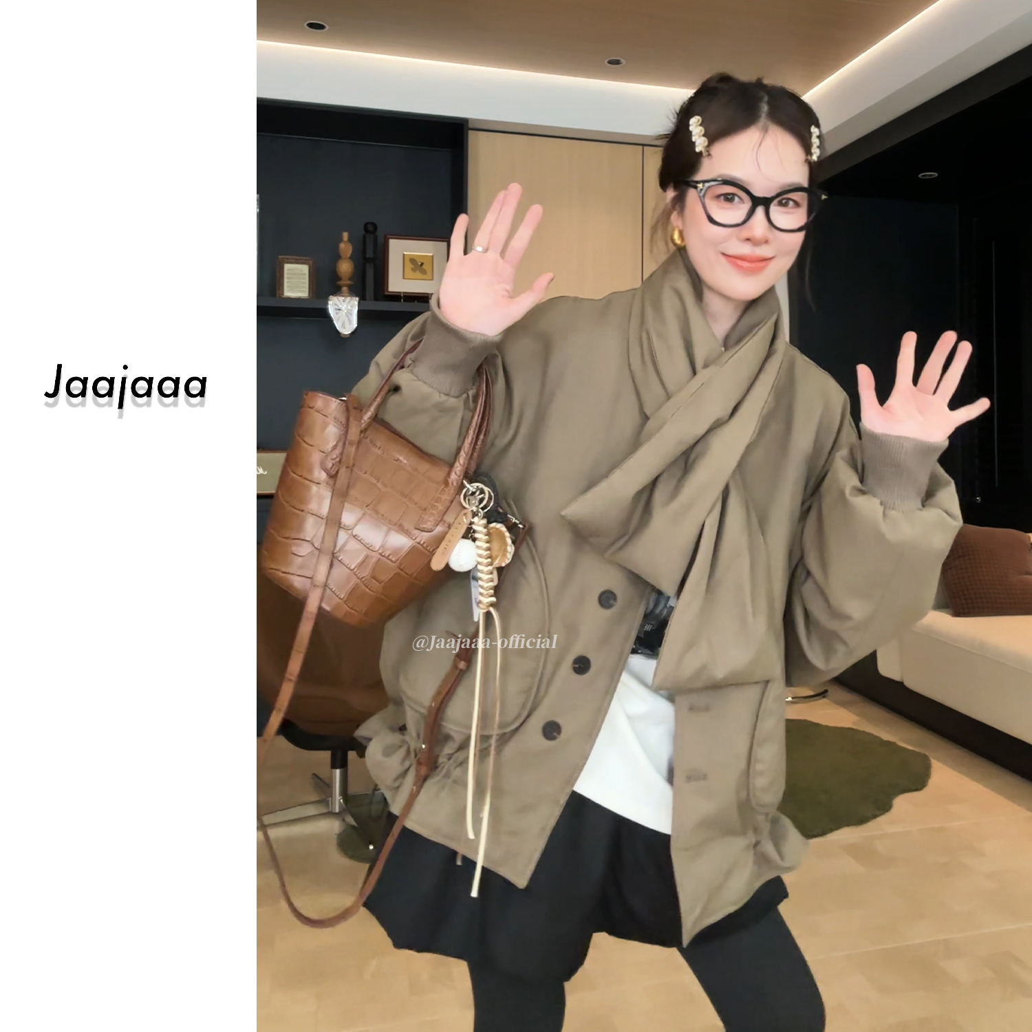 Jaajaaa米兰晨霜 冬季百搭极简通勤风小众可拆卸围脖羽绒服/AGA