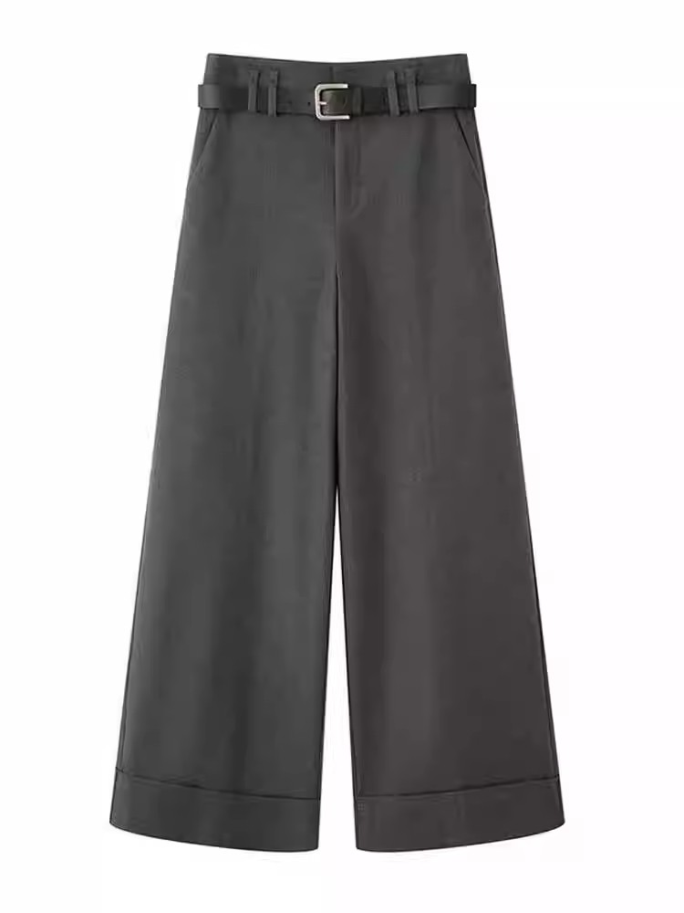 艾家商场同款2025秋季新款百搭时尚中腰阔腿裤休闲裤女4108