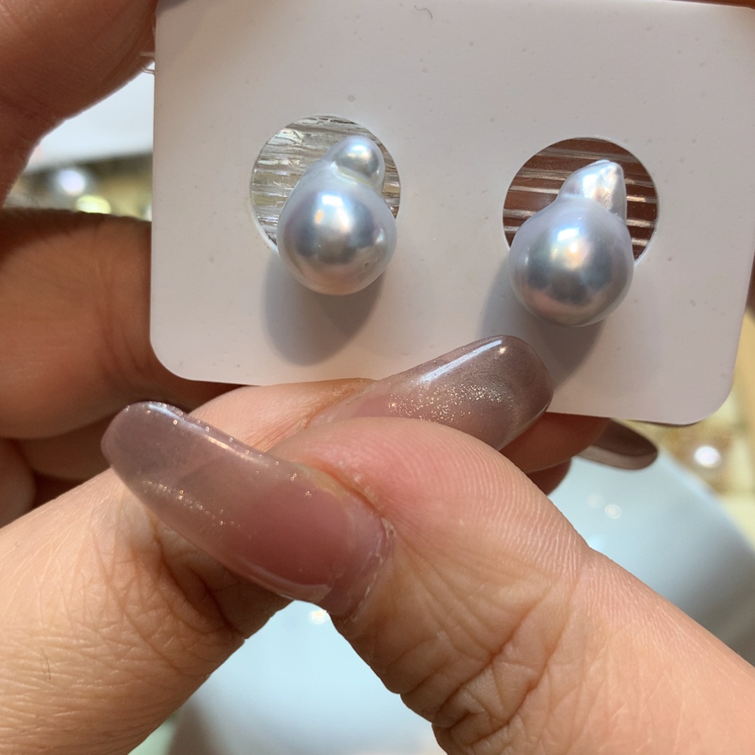 海水珍珠耳饰银S925镶嵌