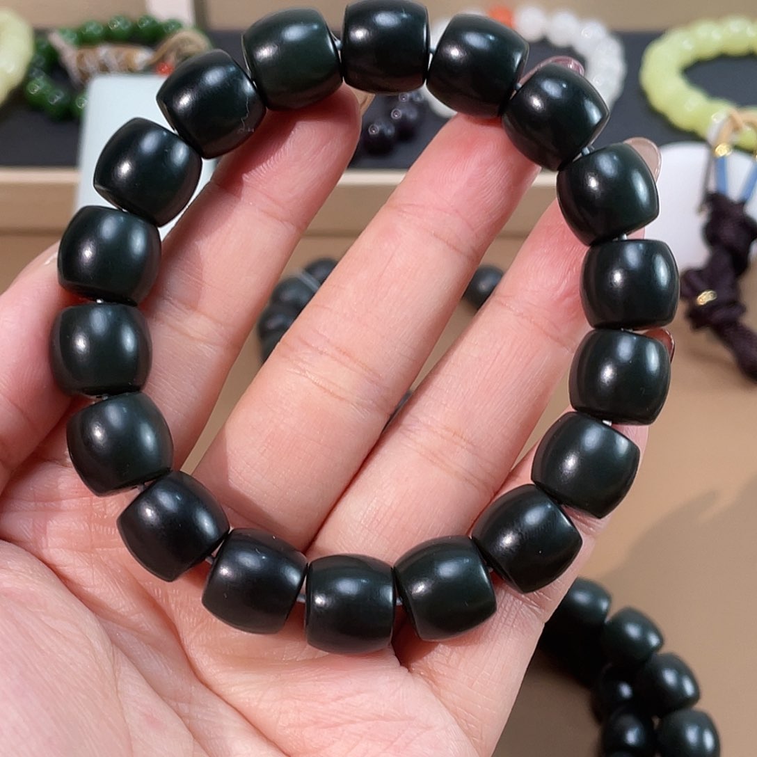 和田玉手链未镶嵌黑青13 