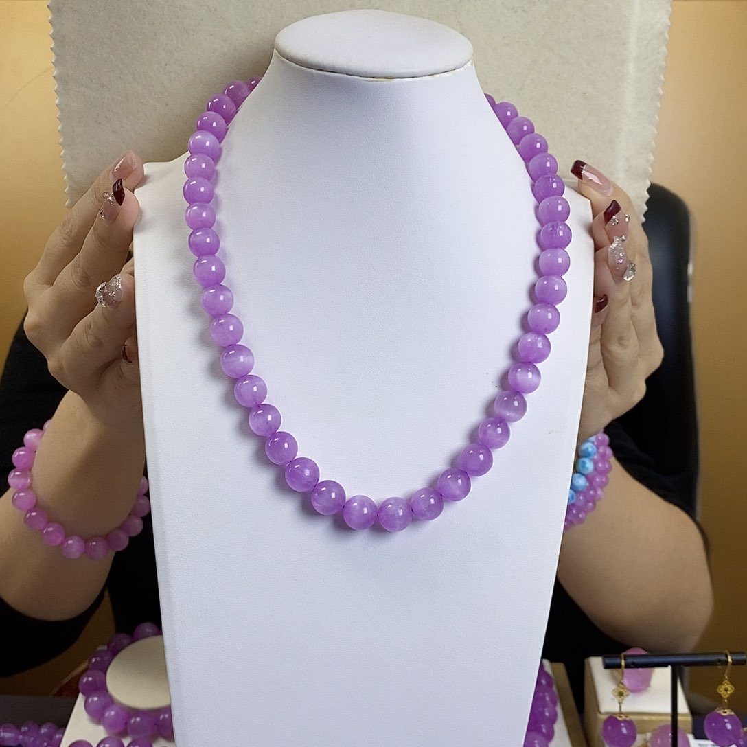 锂辉石紫锂辉高冰收藏级项链10+未镶嵌