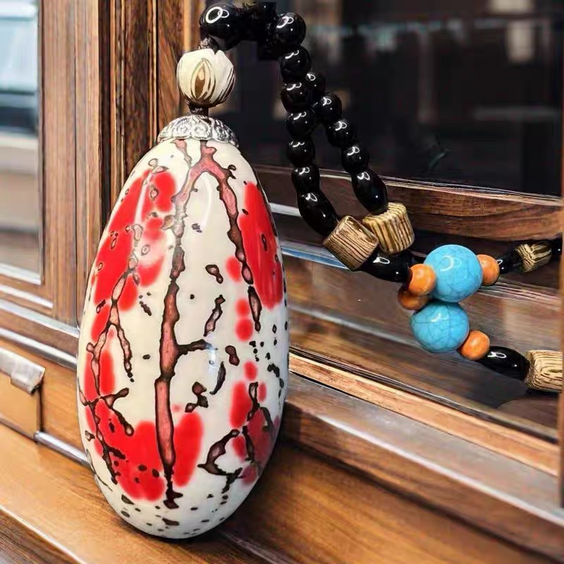 千眼菩提手把件手玩把件文玩挂件【踏雪寻梅】梅花红创意饰品吊坠