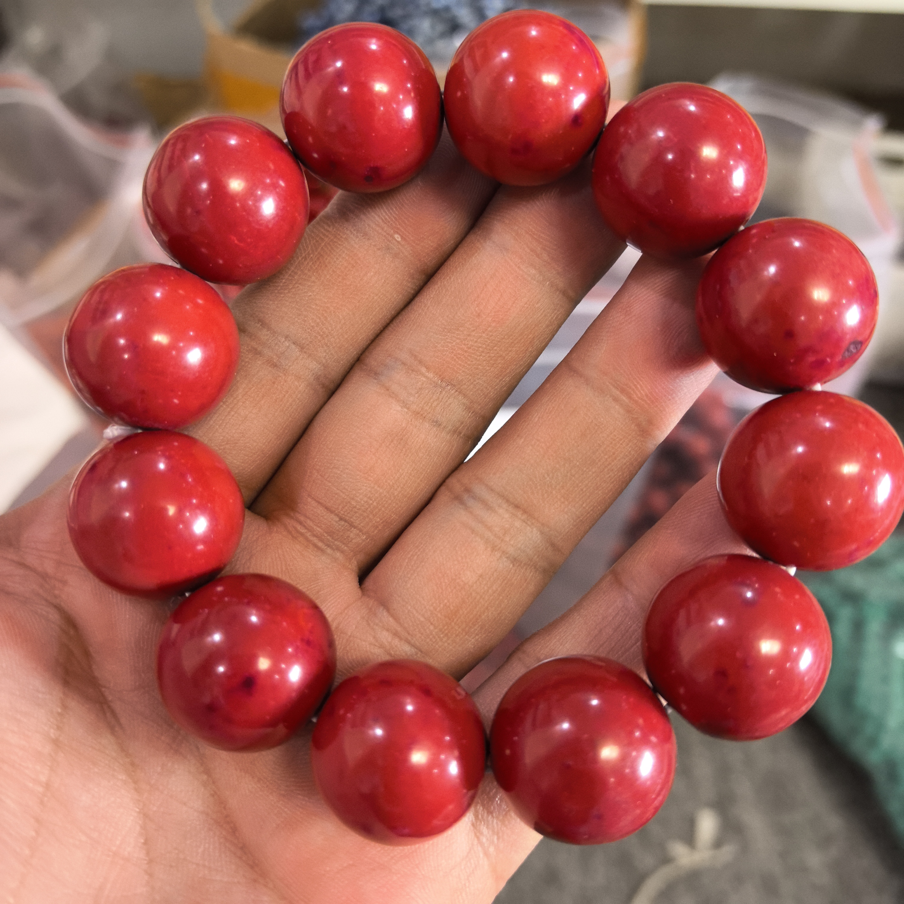 Q4 20mm红色佛珠手串(多样性发其一）