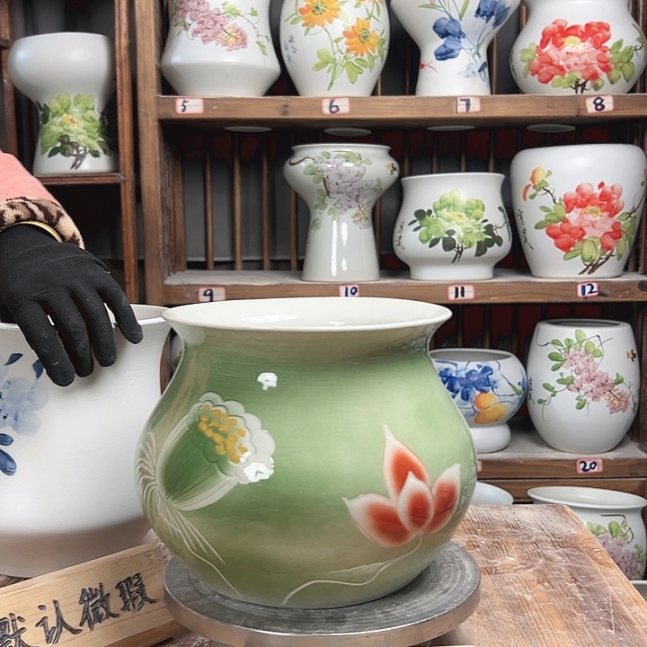 摆件钱袋子雕刻绿绿绿陶瓷