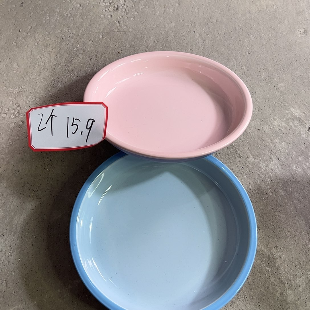 瓷米其林餐盘蓝色粉色各一