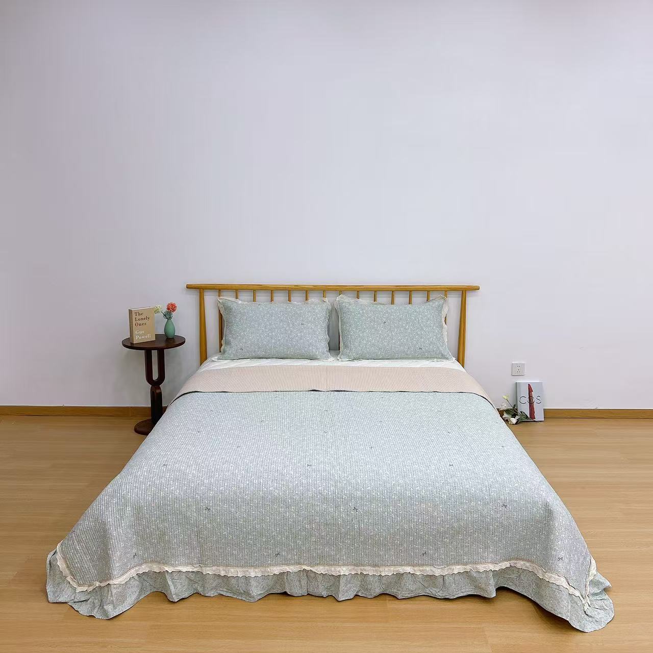 【妙恋床盖三件套】高端 简约风 花边款 全棉花边床盖三件套 套件