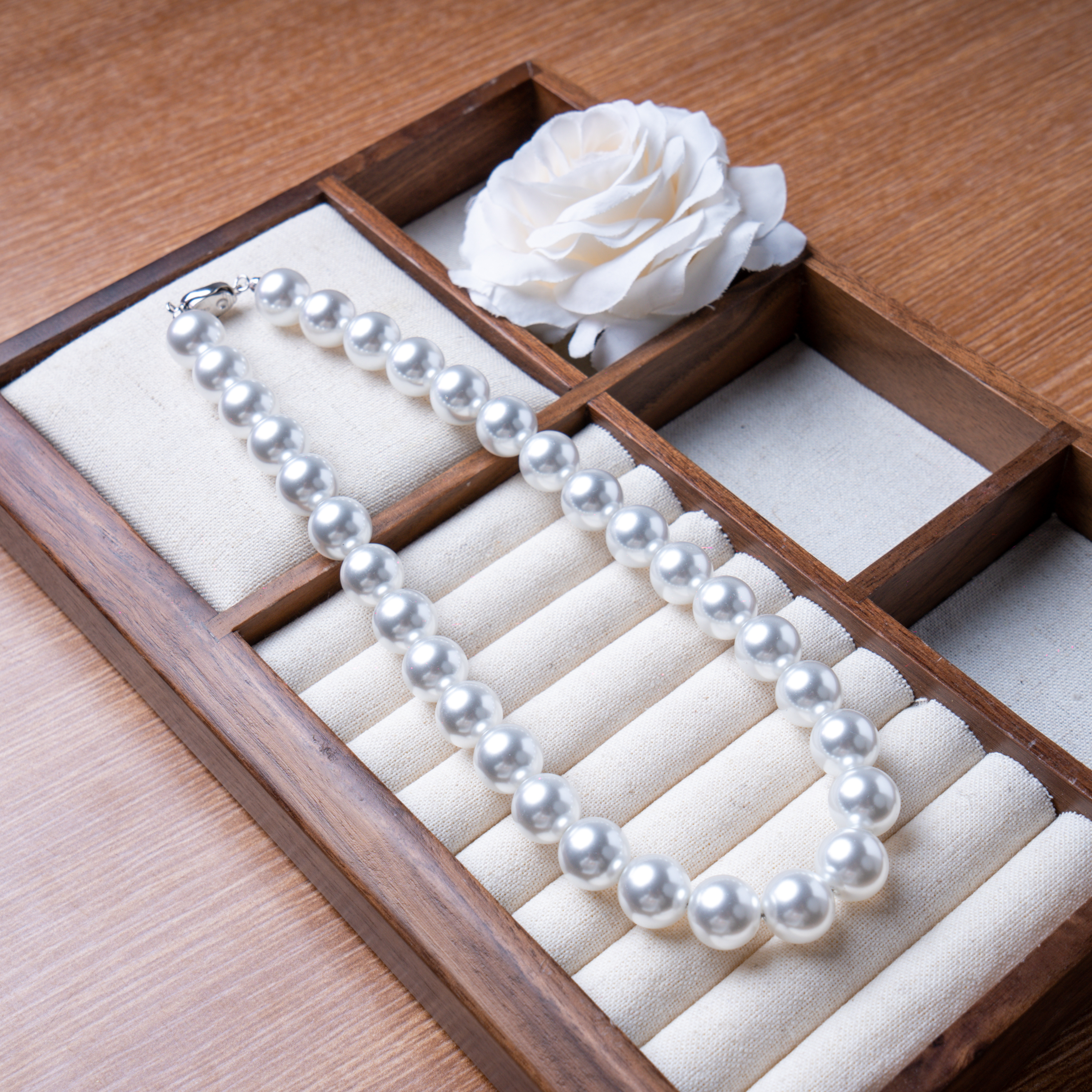 925银银制品 925银银制品 10-12mm澳白色大满串项链