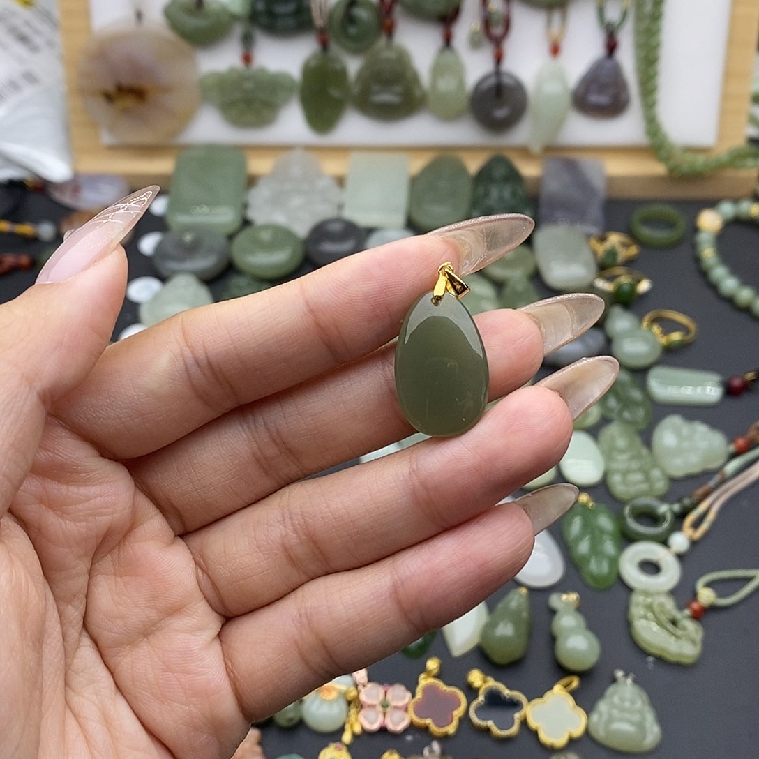 和田玉吊坠(不含链)银S925镶嵌