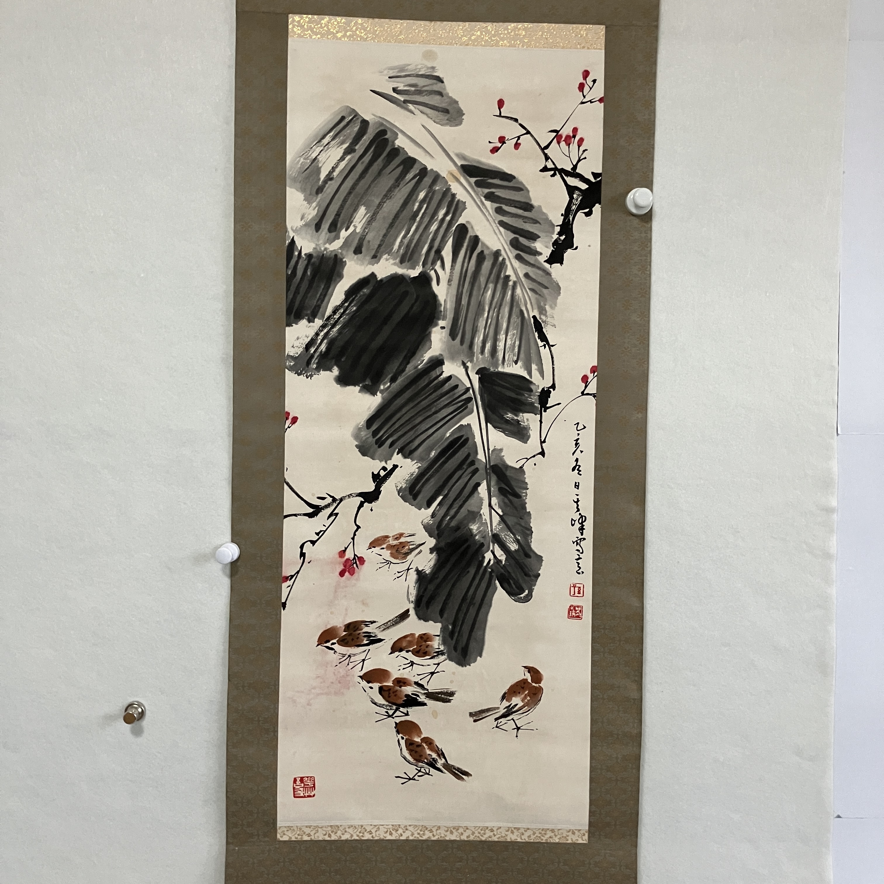 666花鸟回流立轴 98×39cm
