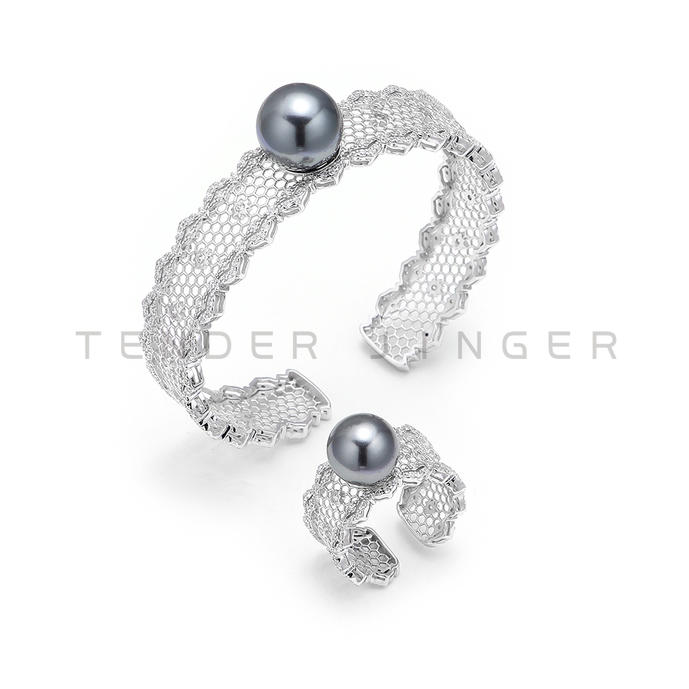 Tender Jinger 铜合金手镯 ｜欧美爱琴海珠花系列指环手镯戒指轻奢