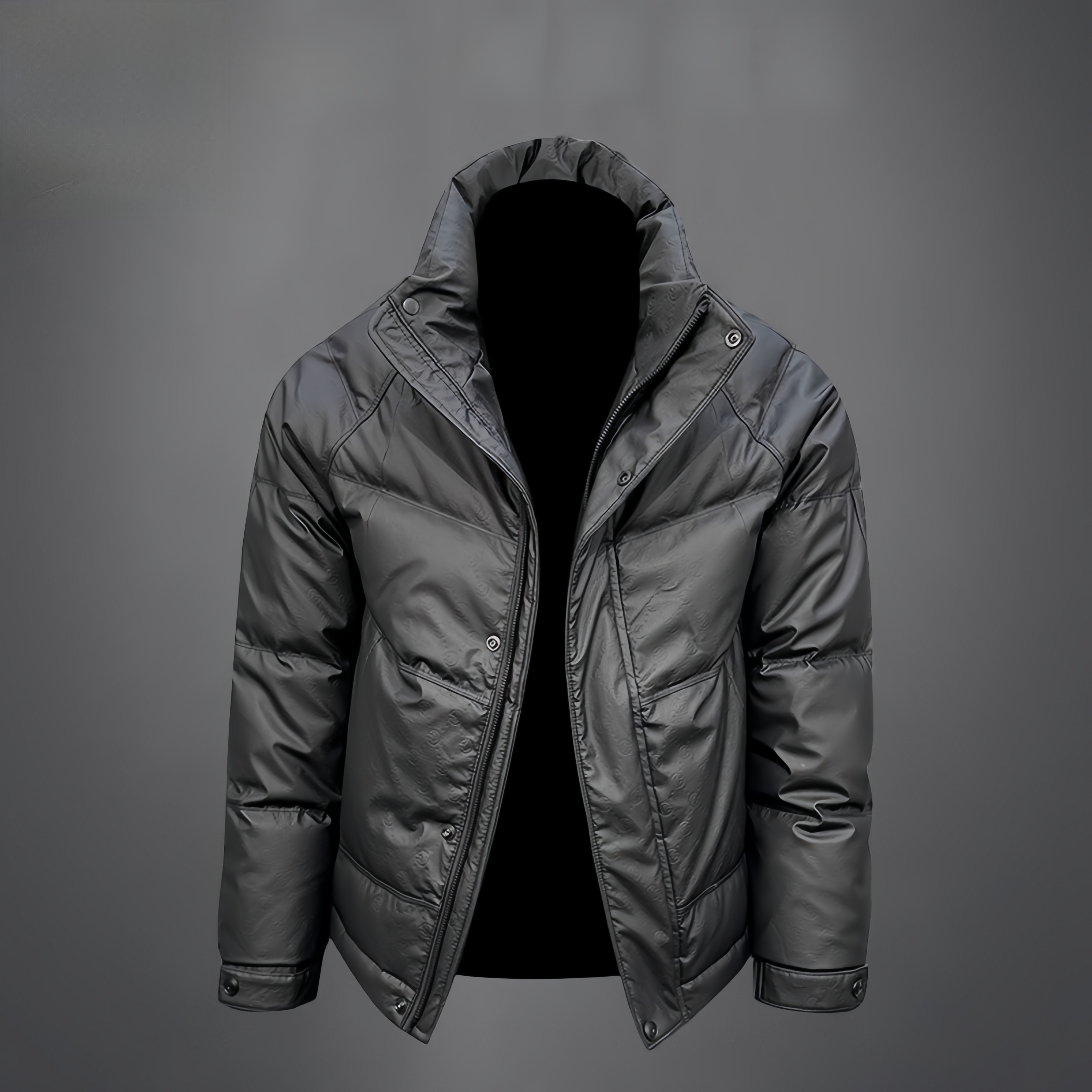 【万达撤柜】新款皮羽绒服男冬季潮牌短款立领上衣PU皮面保暖加厚